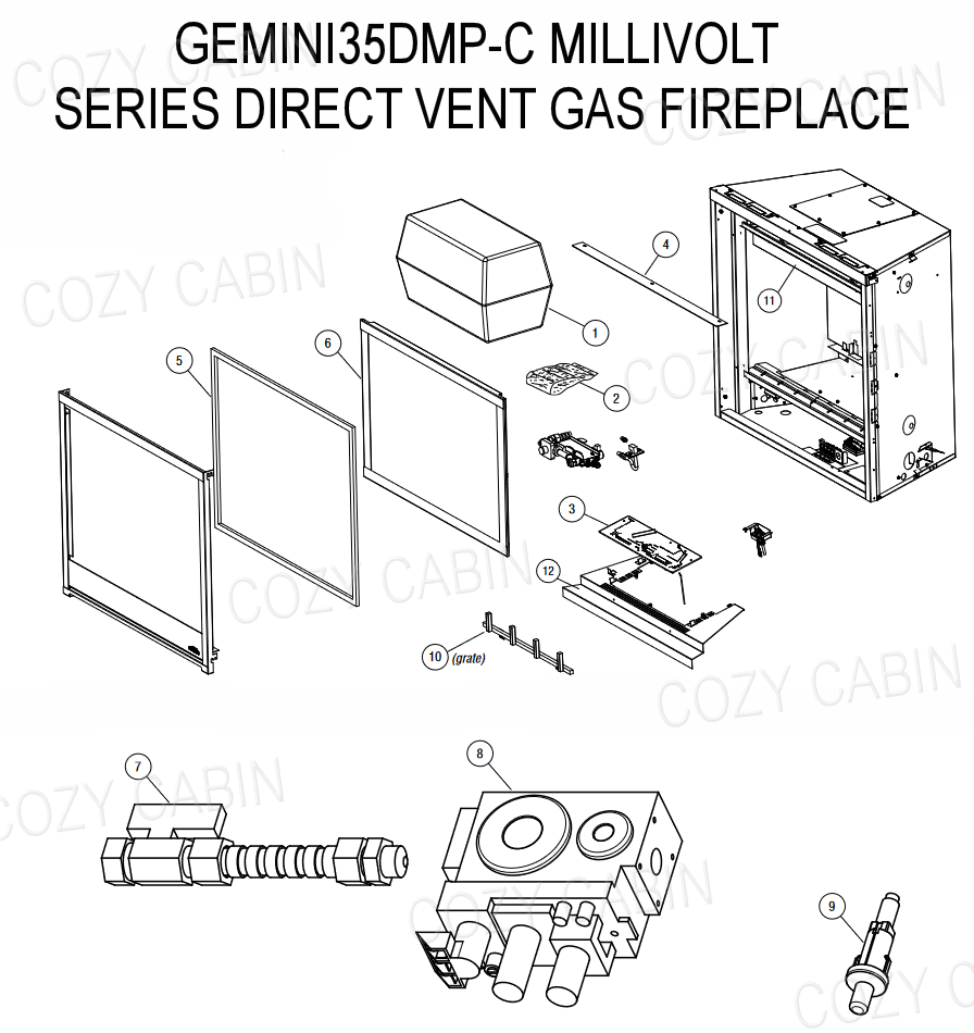 Astria Gemini Millivolt Series Direct Vent LP Gas Fireplace (GEMINI35DMP-C) #GEMINI35DMP-C
